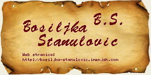 Bosiljka Stanulović vizit kartica